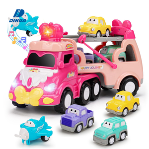5-en-1 rose <span class=keywords><strong>princesse</strong></span> Transport voiture transporteur camion enfant en bas âge jouets lumières musique dessin animé caractéristiques roue libre jouet voiture pour filles en plastique - Product Image 1