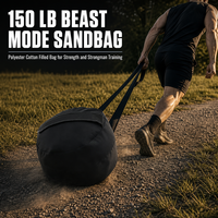 Sac de sable de fitness en polyester noir 150 LB, rempli de coton, pour entraînement de force, conditionnement physique et salle de sport en extérieur