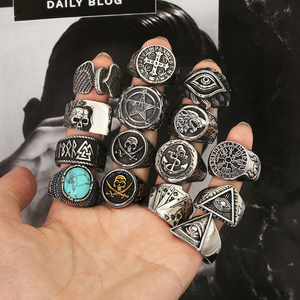 Tarnish Miễn Phí 3D Thiết Kế Punk Skeleton Skull Biker Chunky Nhẫn Trang Sức Cá Tính Cổ Điển Thép Không Gỉ Tùy Chỉnh Nhẫn - Product Image 2