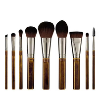 Ensemble de 9 pinceaux de maquillage personnalisables en poils synthétiques bruns, vegan, luxe, logo personnalisé, marque privée