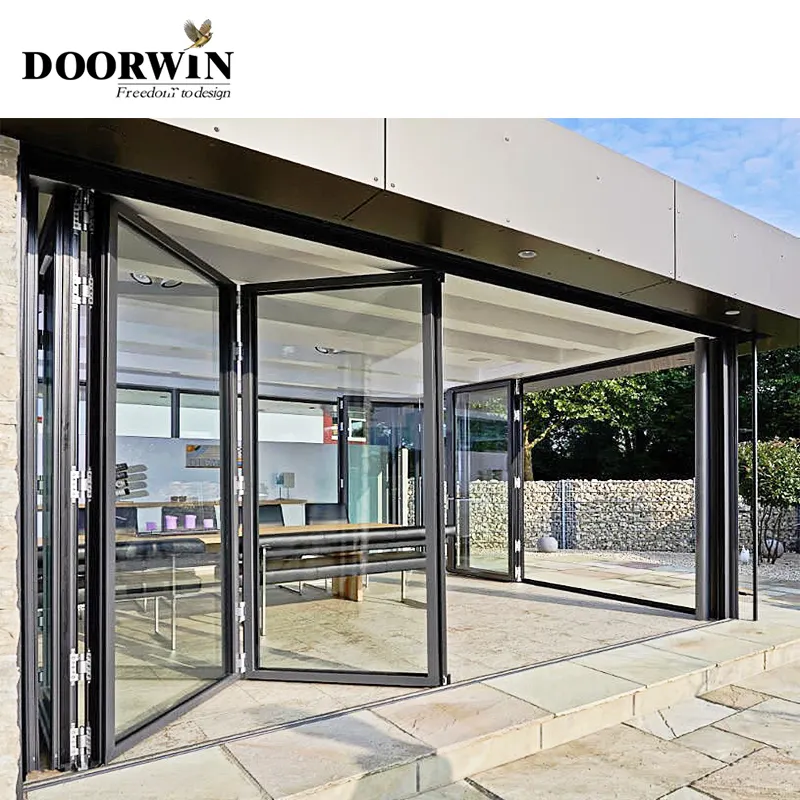 Doorwin porta a fisarmonica pieghevole Standard americano in alluminio leggero porte a soffietto per porte d'ingresso esterne a due ante