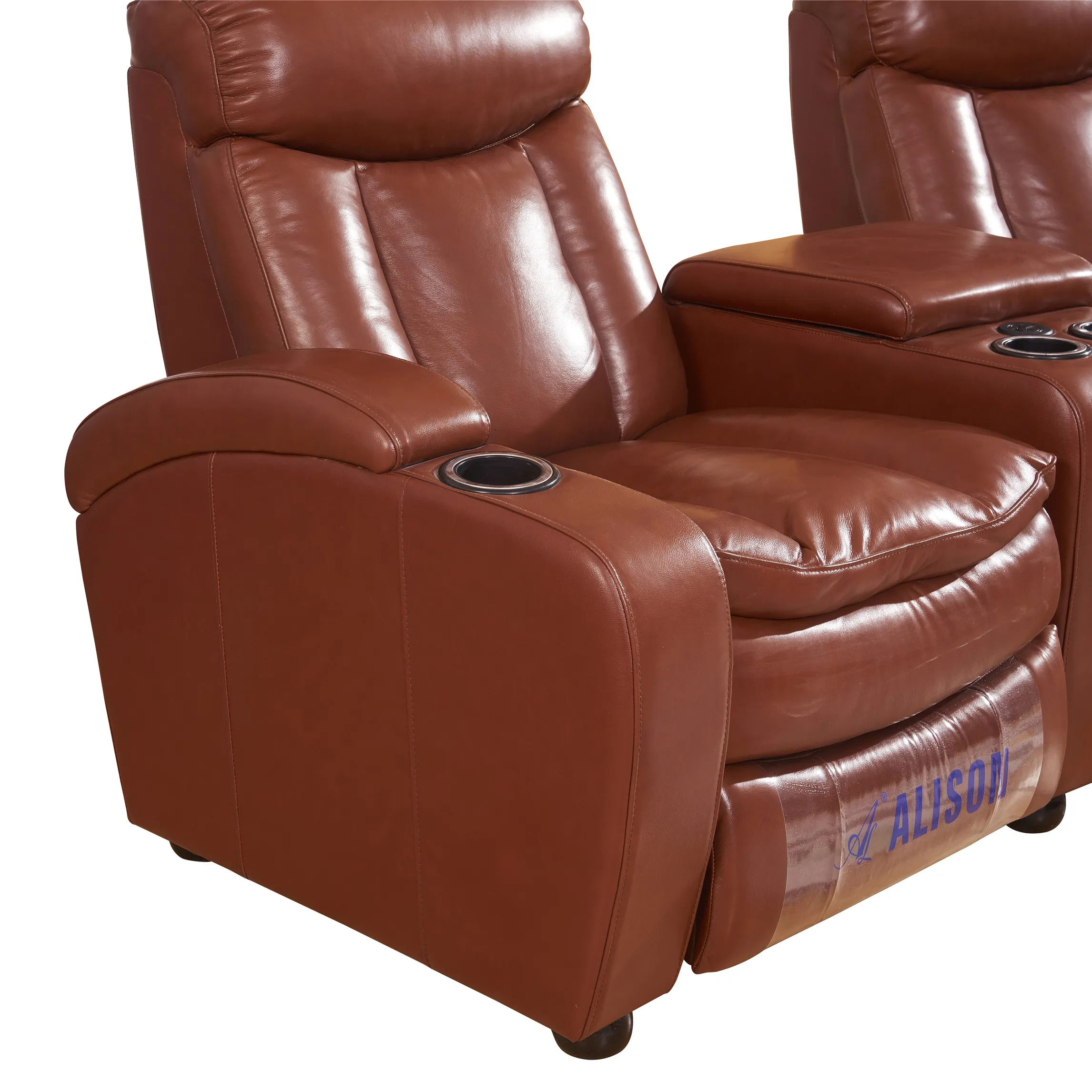Sofá reclinable de cuero, sillón manual para cine en casa, 3 filas, 2022