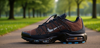 Chaussures de course unisexes For for Plus Utility Baroque Brown pour hommes, avec empeigne en mesh, semelle extérieure en caoutchouc et semelle intermédiaire en EVA, collection Printemps