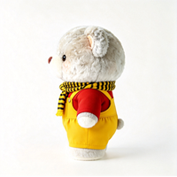 Peluche Ours Gris Kawaii, Adorable Animal en Peluche avec Écharpe Rayée et Salopette Jaune, Doux et Moelleux