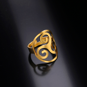 Anillos Ajustables de Acero Inoxidable Myshape para Mujer, Anillo <span class=keywords><strong>Triskele</strong></span> Triskelion, Amuleto de Triple Espiral, Joyería Irlandesa Vintage, Regalo - Product Image 1
