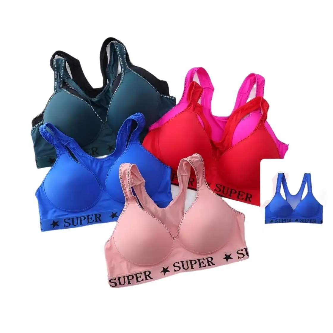 ZFX139 1.25 dolar ukuran 36-52 grosir stok Yoga penuh Cup berbusa Bra bermerek harga rendah dengan warna