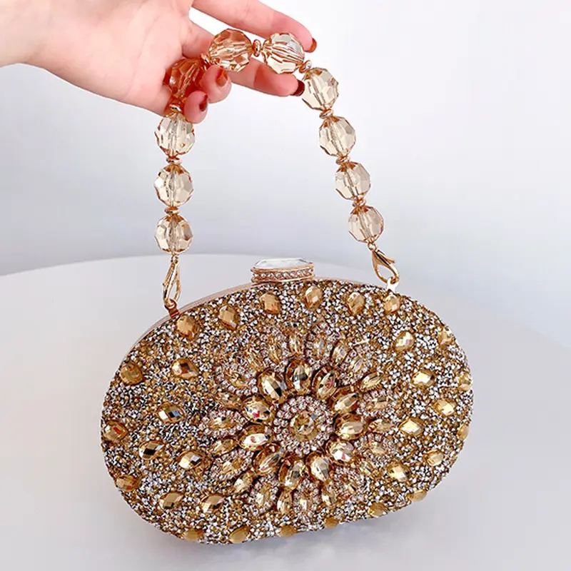 Bridal Wedding Blue Diamond Beaded Small Wallets Purses And Handbags Crystal Box Evening Clutch Bags