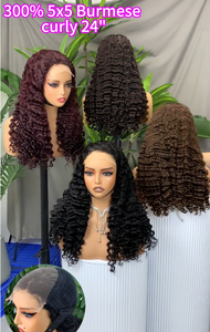 Letsfly 163$ Promotion Burmese Deep Curly 5x5 Lace Closure Wigs 100% Human Hair 24inch Virgin Hair Wigs Color Wholesale 10A 300% - Product Image 4