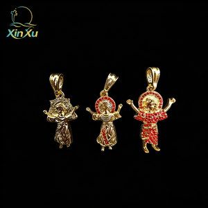 Pendentif en or plaqué Vierge Jésus Saint et pierre en zircon 3D Bijoux <span class=keywords><strong>Divine</strong></span> Miséricorde - Product Image 2