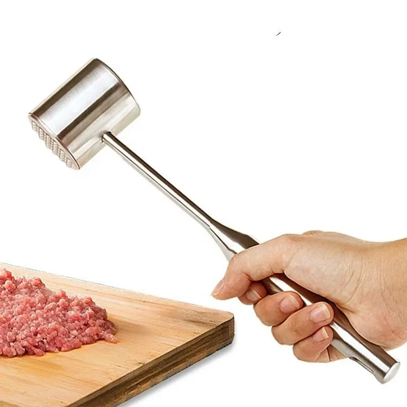 पोर्क बीफ रसोई उपकरण और गैजेट्स के लिए रसोई स्टेनलेस स्टील दो तरफा मांस टेंडराइज़र मैलेट हैमर पाउंडर मांस हैमर