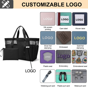 Bolsa de playa de malla de gran capacidad de 35L con cremallera, correa para el hombro y la mano, bolso de natación para mujer, playa, verano - Product Image 5