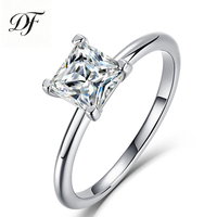 Bague de promesse solitaire en argent sterling S925 avec moissanite taille princesse 1,2 carats et 4 griffes pour femme