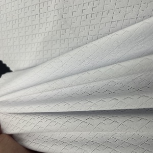 Tessuto in maglia jacquard bianco in poliestere ed elastan, elasticizzato in 4 direzioni, traspirante, a rete, per <span class=keywords><strong>maglie</strong></span> da <span class=keywords><strong>calcio</strong></span>, abbigliamento sportivo e biancheria da letto - Product Image 6