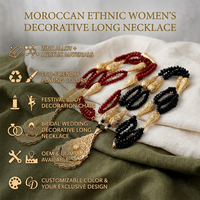 Collier long marocain, chaîne de pull perlée pour femme algérienne, chaîne de corps ethnique en filigrane doré, bijoux tribaux bohèmes en gros