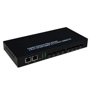 Fiber Optical Switch 8 Gigabit SFP Ports 2 x 1000Mbps RJ-45 Ethernet Media Converter 8 SFP Port Fiber Optical Switch