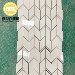 GGL Pedra Moderna Branca Chevron Forma Água Jet Mármore Azulejo para Quarto Cozinha Banheiro Decoração Do Hotel Várias Cenas Adequado - Product Image 3