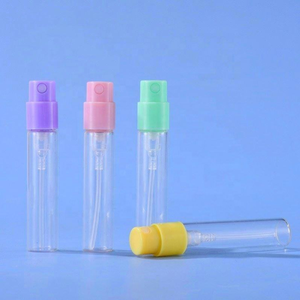 Portable Mini Clear Cylinder Spray Bottles 2ml Empty Vials with Pink Green Blue Caps for Personal Care - Product Image 3