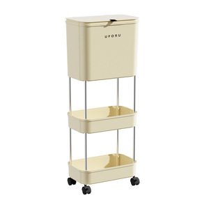 Uforu Kitchen Waste <b>Bin</b> With Lid Rectangular Indoor <b>Plastic</b> Portable Dry Wet Separation <b>Storage</b> Rack - Product Image 2