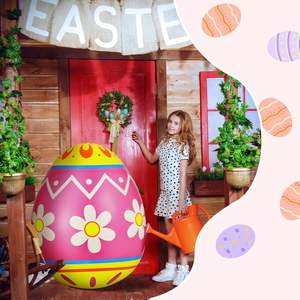 Huevo de Pascua Inflable Gigante de PVC de 40 cm, Plegable, Portátil, Ligero, Decoración Deportiva y de Entretenimiento - Product Image 3