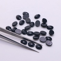 Yingma livraison rapide 6x8mm pierre précieuse coupe Rose dos plat agate noire pierre naturelle à facettes