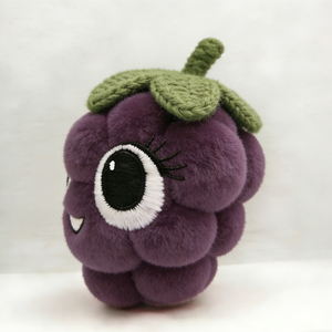 Grape plush, berry stuffed toy, purple fruit plush, grape doll, cartoon food pillow, bubble cluster plush, cute face - Product Image 2