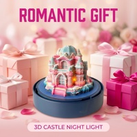 Lampe LED 5V à économie d'énergie en papier 3D sculpté à la main, motif château, avec couvercle anti-poussière en acrylique transparent, compatible ODM, respectueuse de l'environnement