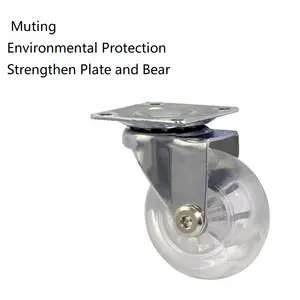 HM2101 Direkt ab Werk Hyaline PU Medizinisches Lenkrad Transparente Platte Schwenkbare Möbelrollen für Kinderwagen - Product Image 6