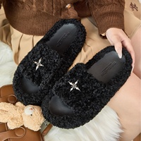 Sandales à bout ouvert moelleuses pour femmes, chaussures d'hiver à semelle épaisse en peluche pour l'extérieur et l'intérieur, Nouveautés 2025
