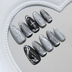 Uñas postizas <span class=keywords><strong>de</strong></span> gel 3D con efecto ojo <span class=keywords><strong>de</strong></span> gato, estilo punk, almendradas y cuadradas, con cerezas, <span class=keywords><strong>de</strong></span> última tendencia, las más vendidas - Product Image 2