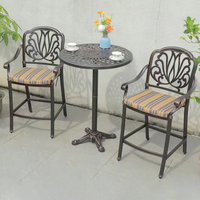 Table de restaurant et chaise haute vintage en fonte d'aluminium bronze tables basses extérieures/intérieures ensemble petite table et chaise de patio