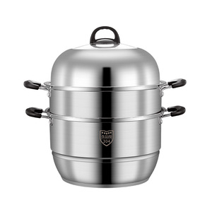 304 Stainless Steel <b>Steamer</b> 4 Layer With Bakelite Handle Large Soup Pot Rice Cooker Eco Friendly Stackable Design - Product Image 2