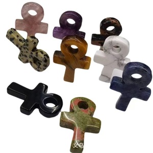 Gros sculpté Ankh breloques, <span class=keywords><strong>Crux</strong></span> Ansata pierre de guérison pierres précieuses pendentif améthyste pour la fabrication de bijoux, env. 30x20mm - Product Image 2