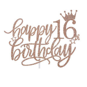 Glitter oro rosa carta alfabeto <span class=keywords><strong>buon</strong></span> <span class=keywords><strong>compleanno</strong></span> 16th 18th 21st 30th Cake Topper con accessorio corona Gateau vendita calda - Product Image 3