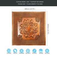 Livraison gratuite, dalles de plafond en faux étain 2x2 pieds, panneaux muraux en PVC 3D gaufrés pour restaurants et bars PL66 Archaic Copper PAINTSDECOR