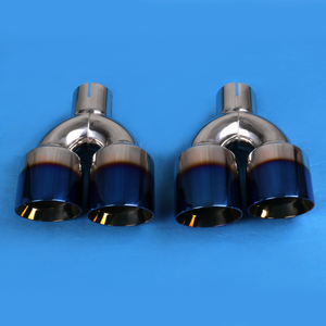 ปลายท่อไอเสียขนาด 4.5 นิ้ว รูปตัวยู ช่องระบายอากาศคู่ ตัดเฉียง สีฟ้าไหม้ ทำจากสแตนเลส สำหรับเพิ่มประสิทธิภาพ - Product Image 1