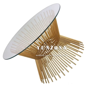 Modern Designer Large <strong>Table</strong> Gold Metal Wire High Standard Quality Home Hotels <strong>Coffee</strong> <strong>Tables</strong> <strong>Glass</strong> Mirror Top for Dining Outdoor - Product Image 5