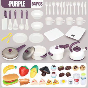 Ensemble de jeu de cuisine européenne 54 pièces avec cuisinière à induction, casseroles, fruits, légumes, pizza, hamburger, cadeau pour enfants - Product Image 2