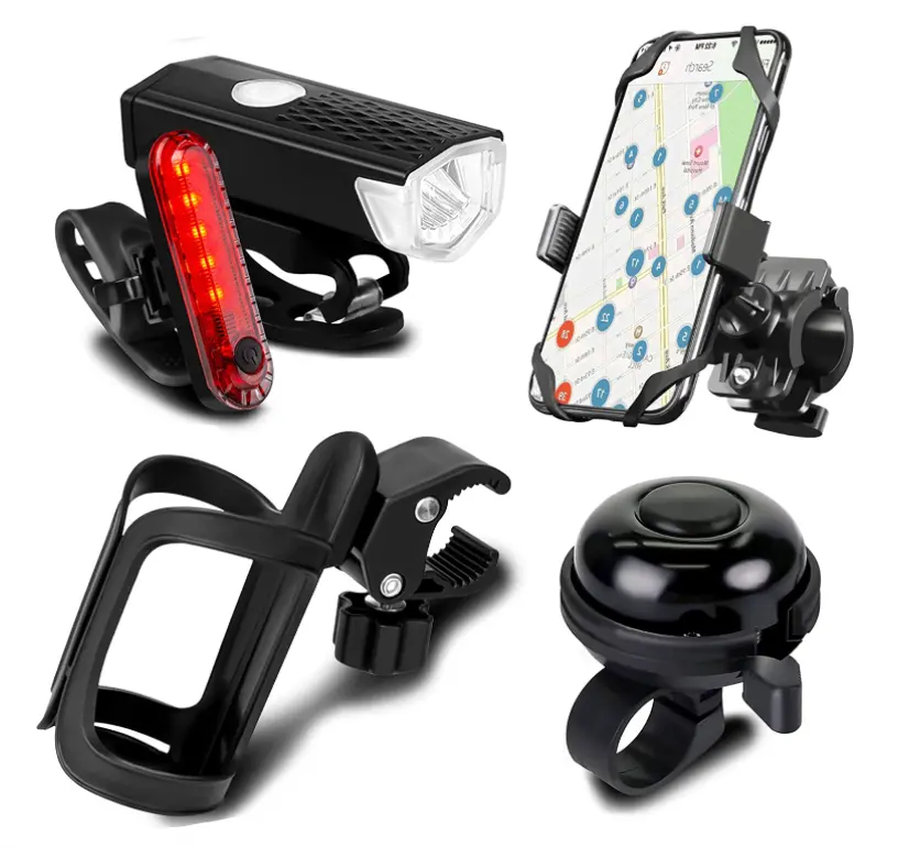 5 In 1 Pack Rechargeable Led Flashlight Cup Holder And Bike Cell Electric Bike Bicycle Accessories