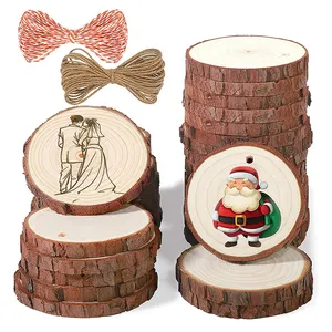 2-8 Zoll unvollendete Holz Kit runde Kreis leere Holz scheiben mit Loch für Kunst handwerk Diy Weihnachts schmuck Hochzeit Home Decor