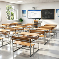 Meubles éducatifs en gros, bureau double pour étudiants et chaise, table d'étude à deux places, bancs pour l'école