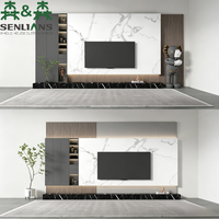 Mueble de TV Moderno de Lujo SLS con Panel de Madera Acanalado, Consola Multimedia Integrada, Mueble Flotante para Sala de Estar