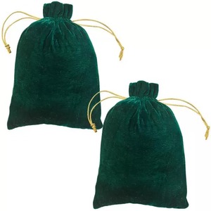 Sac Potli en velours unisexe QTC, élégant et bohème, avec fermeture à cordon, fleurs brodées, décoration boutonnée, 500 g - Product Image 4