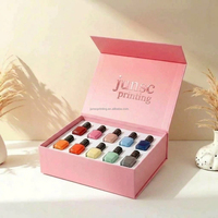 Boîte à ongles magnétique carrée pliable personnalisée avec logo imprimé UV, moins chère, avec flacon en verre pour vernis à ongles, avec boîte en carton rigide gris en PET/PVC