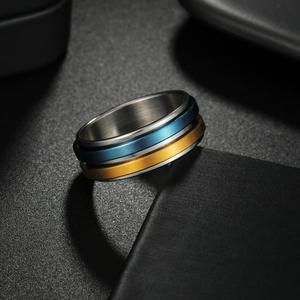 Hiphop Titanium Staal Twee Kleuren Rotatie Ringen Voor Mannen Vrouwen Zorgen Stress Verlichting Knokkel Sieraden Roterende <span class=keywords><strong>Ring</strong></span> Jongens Punk Cadeau - Product Image 6