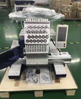 Machine à broder automatique informatisée à tête unique pour chapeaux et t-shirts, grande surface plate, 12 aiguilles, 360x510mm, moteur 1200 tr/min