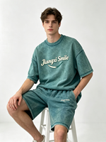 Setelan Kaos dan Celana Pendek Pria Ukuran Besar, Bahan Katun Batik Vintage, Kerah Bulat, Lengan Pendek, Model Terbaru Musim Panas