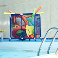 Bac de rangement personnalisé pour piscine, conteneur roulant, organisateur de panier en maille avec panier en maille de nylon, grande capacité