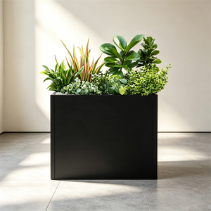 Jardinera Cuadrada Moderna de Metal Negro, Acero Laminado en Frío, Uso en Patio y Jardín, Uso en Todas las Estaciones, Diseño Apilable, Personalizable OEM ODM - Product Image 1