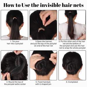 CJ820 60 Hairnets + U-type 6cm40 + U-type 5cm20 Redes para el cabello para moños Juego de horquillas en forma invisible Horquillas para el cabello para niñas - Product Image 4