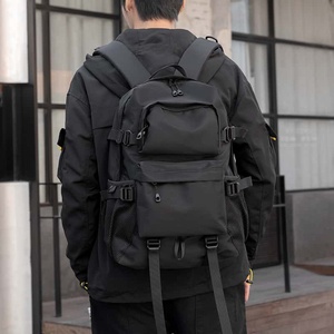 Unisex Nylon Backpack 20-37L Capacity Waterproof Zipper Closure Soft Handle Arcuate Shoulder Strap Travel Fashion Laptop <b>Bag</b> - Product Image 3
